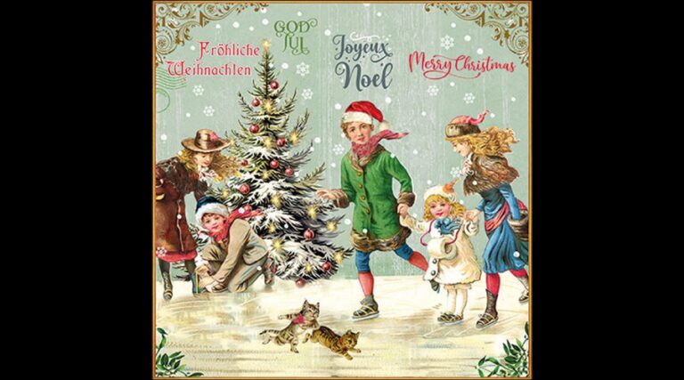 AMB.33320121 X-Mas on ice green papírszalvéta 33x33cm