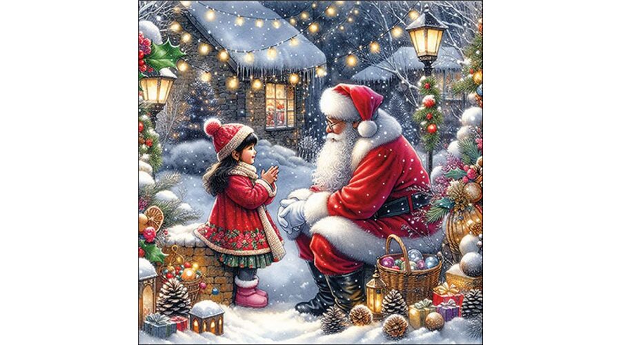 AMB.33320055 Talking to Santa papírszalvéta 33x33cm