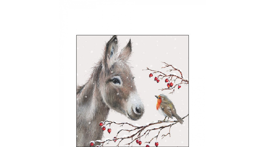 AMB.32520100 Donkey and robin papírszalvéta 25x25cm
