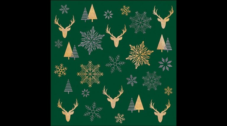 AMB.33320021 Winter silhouettes green papírszalvéta 33x33cm