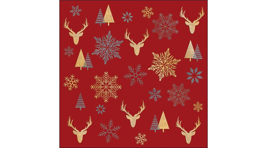 AMB.33320022 Winter silhouettes red papírszalvéta 33x33cm