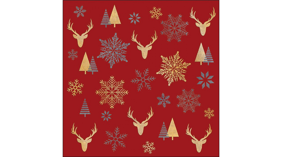 AMB.33320022 Winter silhouettes red papírszalvéta 33x33cm