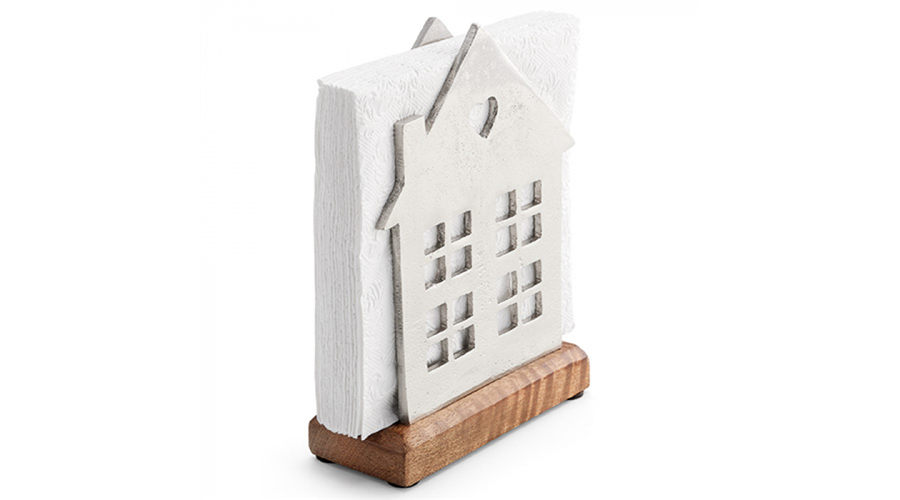 AMB.19402505 Fém szalvétatartó fa aljjal