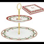 R2S.1105MNOE Porcelán süteményes állvány 2 emeletes 19/27cm dobozban