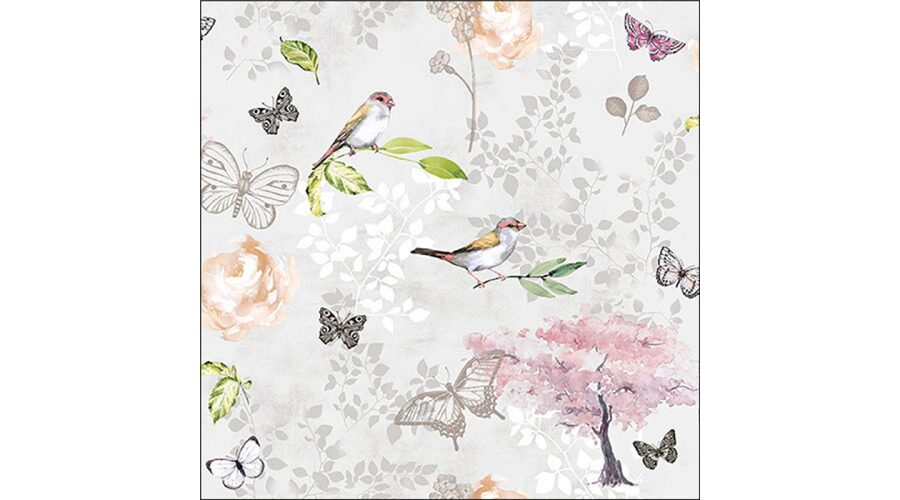 AMB.13319511 Birds and butterflies grey