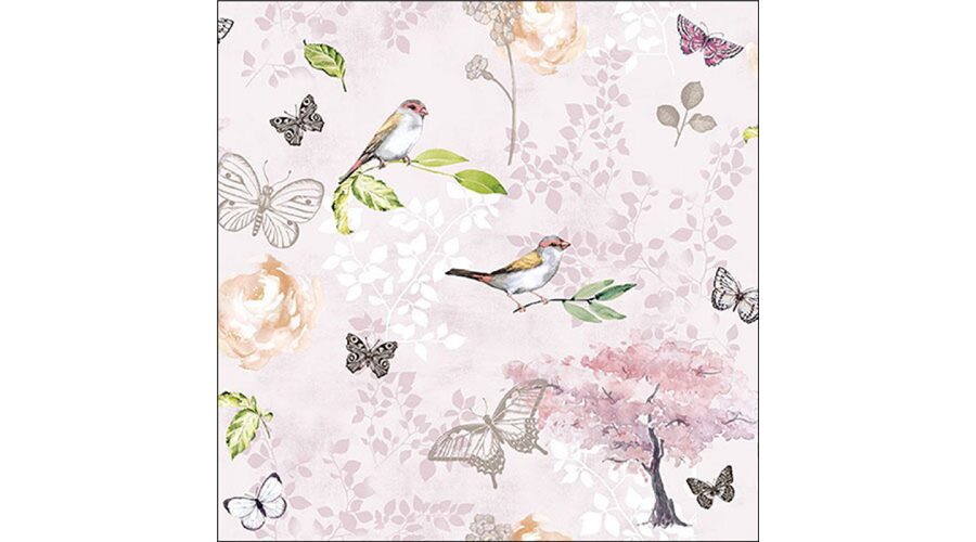 AMB.13319510 Birds and butterflies pink