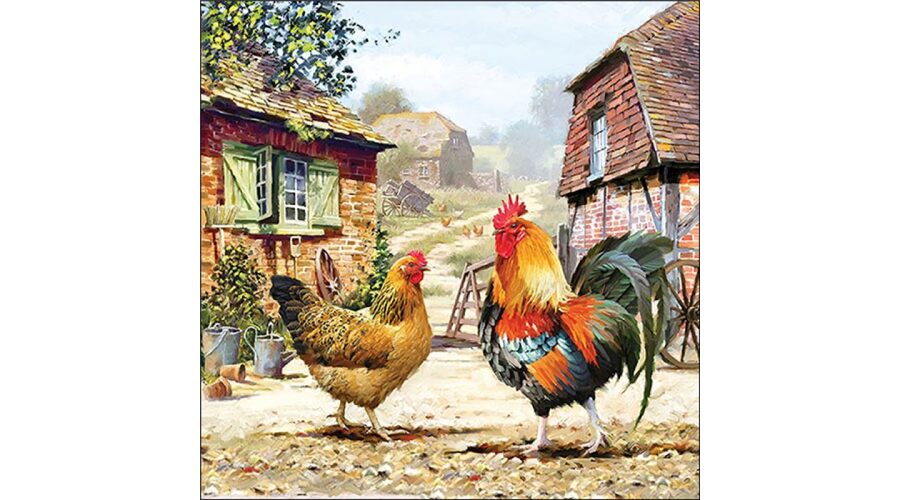 AMB.13319665 Rooster ranch papírszalvéta 33x33cm