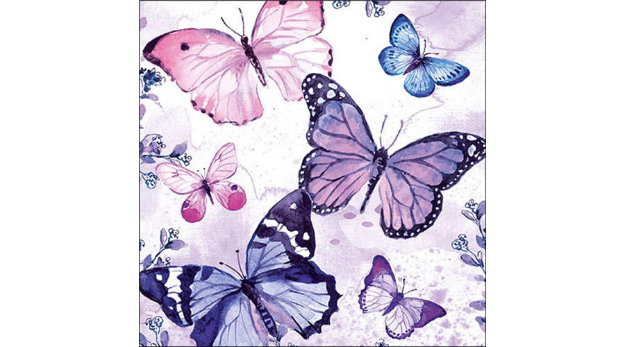 AMB.13319852 Fluttering butterflies purple papírszalvéta 33x33cm