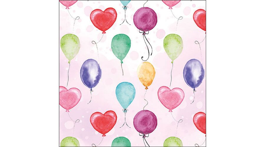 AMB.13319801 Flying balloons pink papírszalvéta 33x33cm