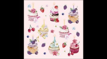 AMB.13319536 Fruity cupcakes pink papírszalvéta 33x33cm