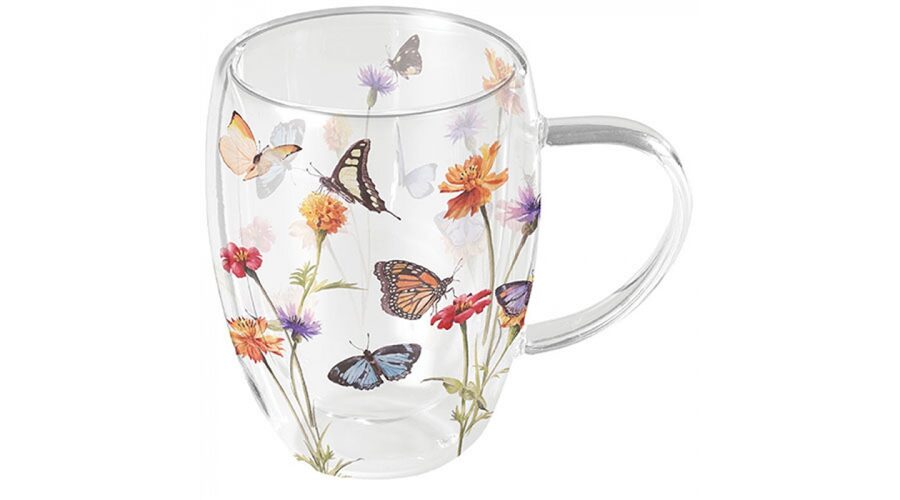 AMB.14219335 Butterfly garden white duplafalú borosilicate üvegbögre 0