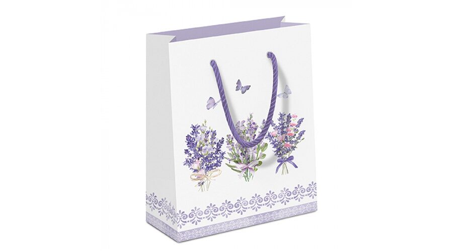 AMB.11219735 Lovely lavender white papír ajándéktáska 22x9x23cm