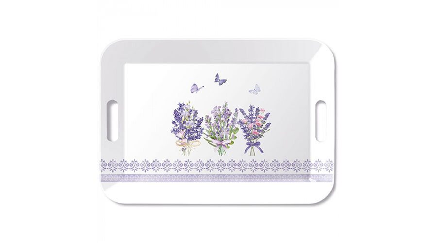 AMB.13919735 Lovely lavender white műanyag nagytálca 33x47cm