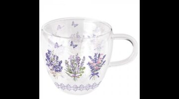 AMB.14419735 Lovely lavender white duplafalú borosilicate üvegcsésze 0