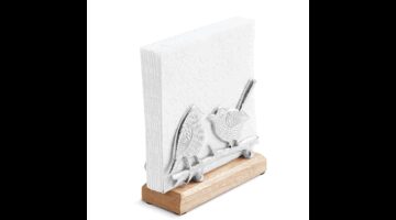 AMB.19402480 Fém szalvétatartó fa aljjal