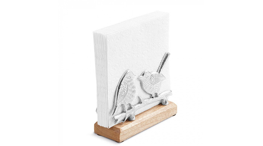 AMB.19402480 Fém szalvétatartó fa aljjal