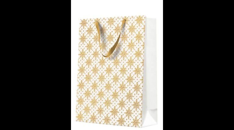 P.W.AGB2020302 Grunge Textured Snowflakes Gold papír ajándéktáska big 30x41x12cm