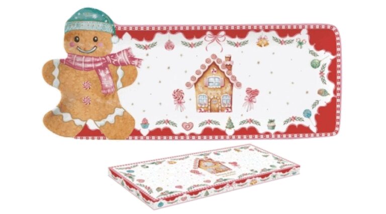 R2S.1471SWEC Porcelántálca mézeskalács figurával