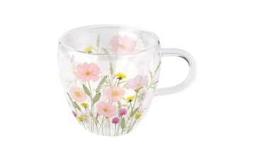 AMB.14420345 Pastel flowers duplafalú borosilicate üvegcsésze 0
