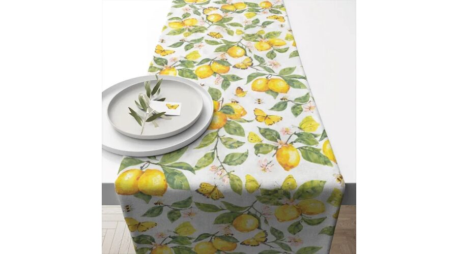 AMB.16620365 Fresh lemons white asztali futó 40x150cm