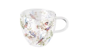 AMB.14420390 Busy birds duplafalú borosilicate üvegcsésze 0