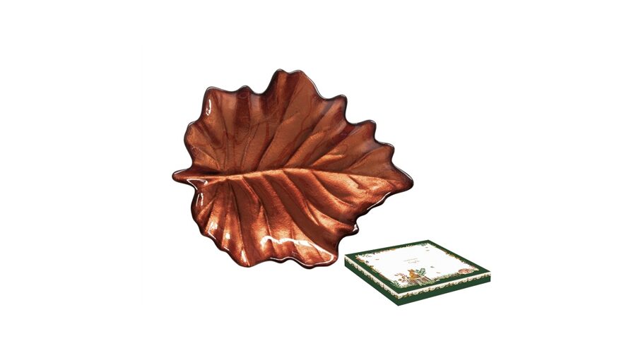 R2S.1532FODR Juharfalevél üvegtányér 28x23cm