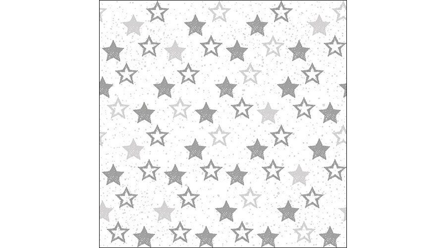 AMB.33312480 Stars All Over Silver papírszalvéta 33x33cm