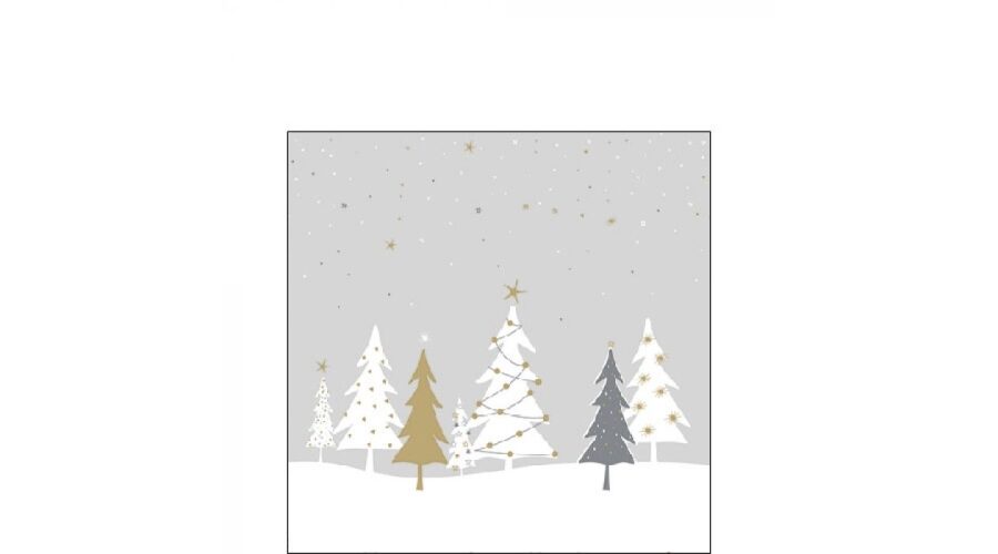 AMB.32515667 Midnight Trees grey papírszalvéta 25x25cm