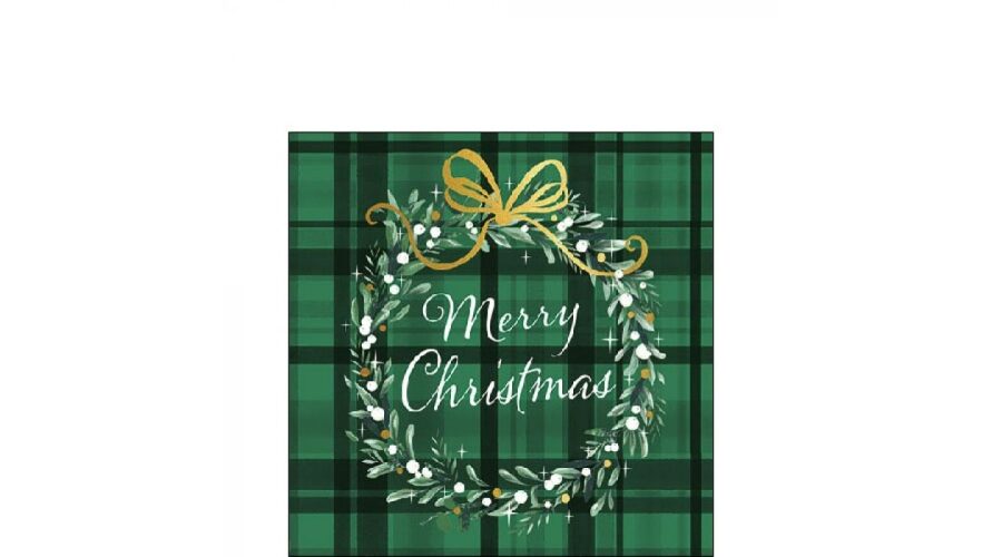 AMB.32515566 Christmas Plaid Green papírszalvéta 25x25cm