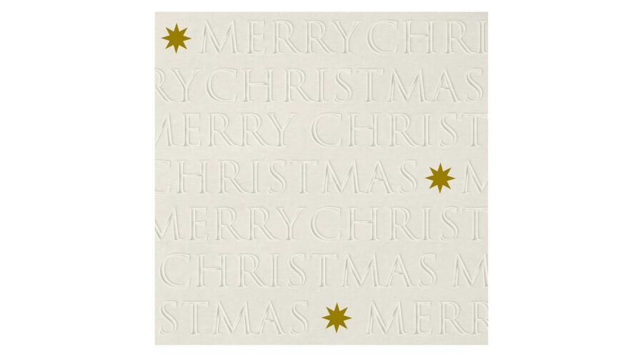 PPD.C333102514 Christmas letters off white dombornyomott papírszalvéta 33x33cm