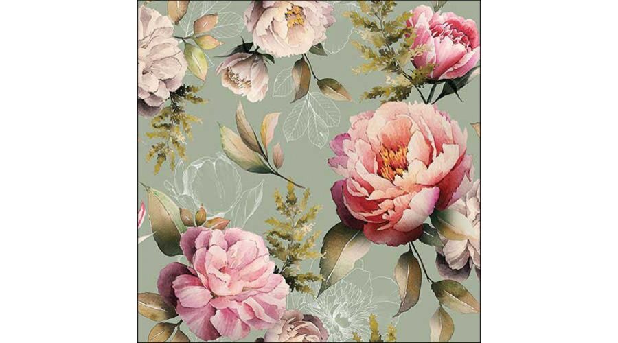 AMB.13318130 Peonies composition green papírszalvéta 33x33cm