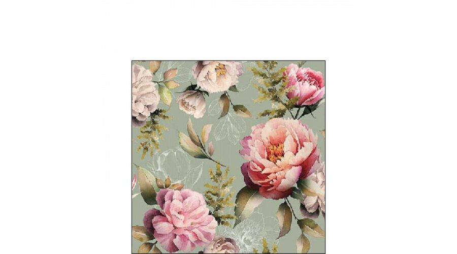 AMB.12518130 Peonies composition green papírszalvéta 25x25cm