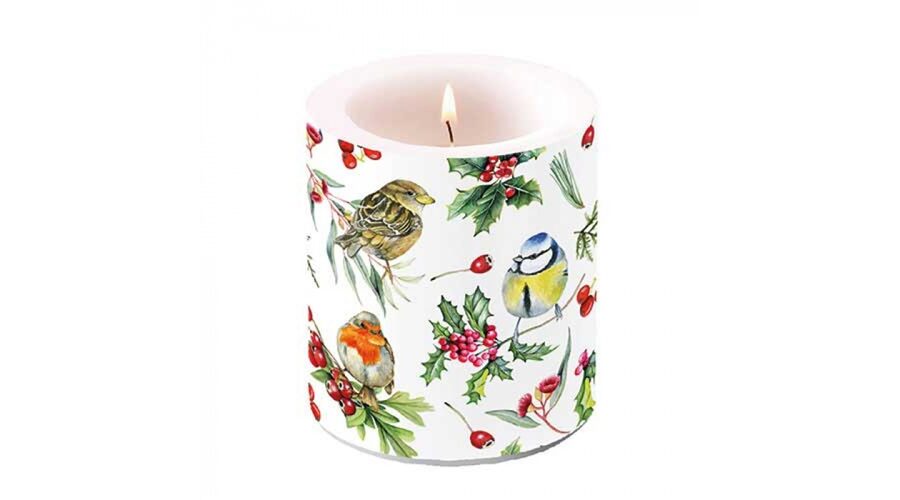 AMB.39319955 Birds in Winter átvilágítós gyertya 10x10xcm