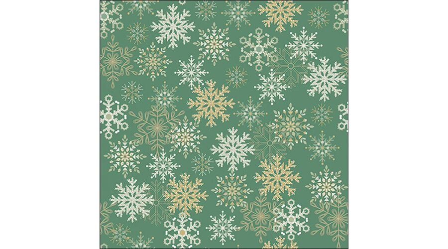 AMB.33320229 Snowflakes all over green papírszalvéta 33x33cm