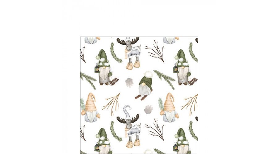 AMB.32520190 Forest gnomes white papírszalvéta 25x25cm