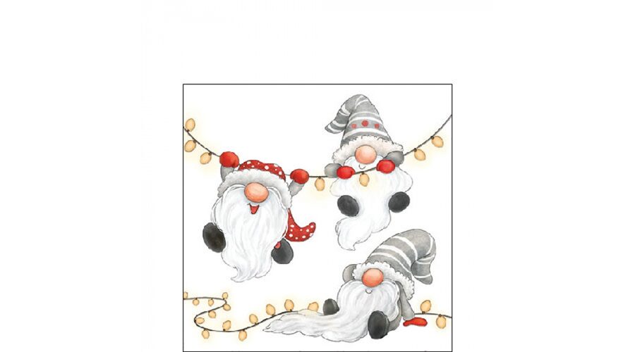 AMB.32520185 Gnomes on the light chain white papírszalvéta 25x25cm