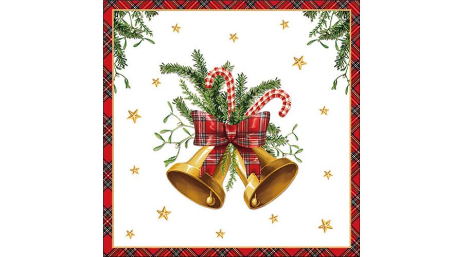 AMB.33320035 Scottish bells white papírszalvéta 33x33cm