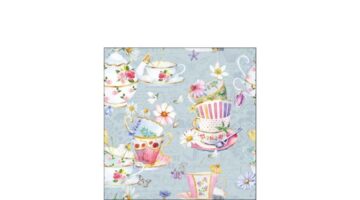 AMB.12520700 Tea cups blue papírszalvéta 25x25cm