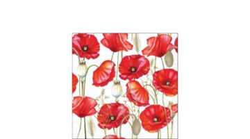 AMB.12520415 Poppy all over white papírszalvéta 25x25cm