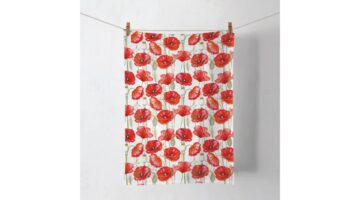 AMB.17820415 Poppy all over white konyharuha 50x70cm