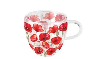 AMB.14420415 Poppy all over white duplafalú borosilicate üvegcsésze 0