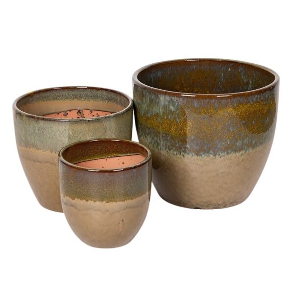 Emerson Classic kerámia növénytartó szett zöldesbarna 22x22-39