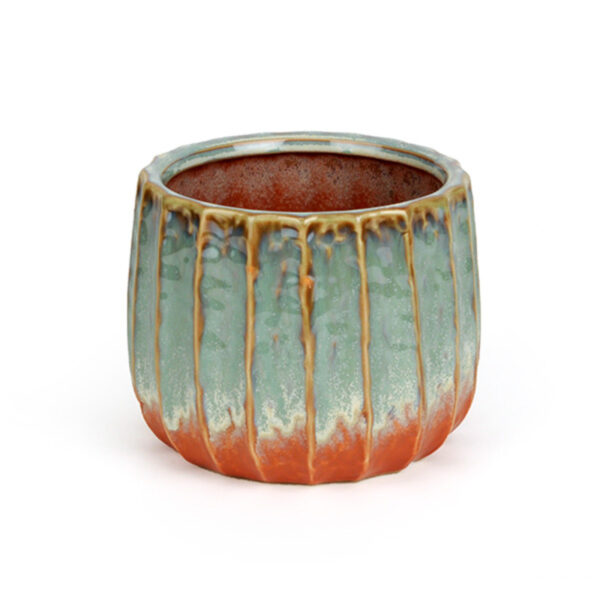 Lava kerámia kaspó antikolt zöld-barna 12x10