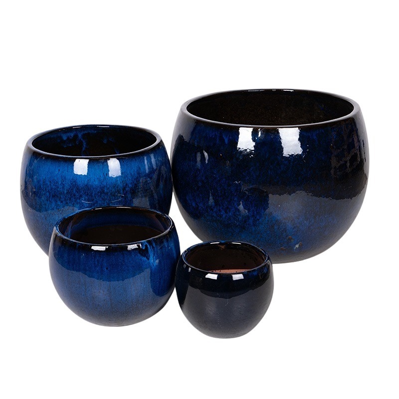 Singa Globe kerámia növénytartó szett királykék 23x18-56x42cm S4