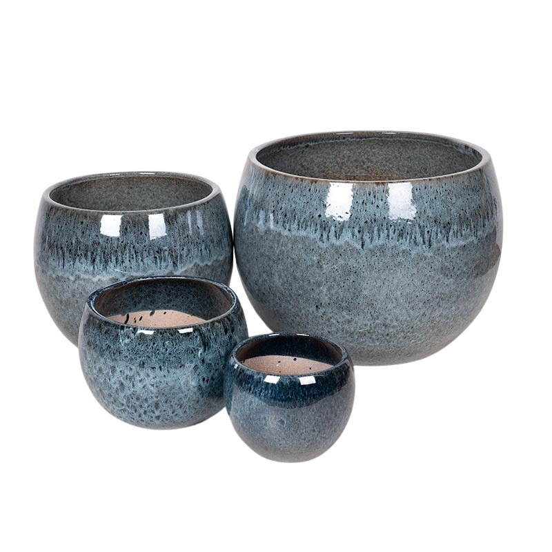 Singa Globe kerámia növénytartó szett zafírkék 23x18-56x42cm S4