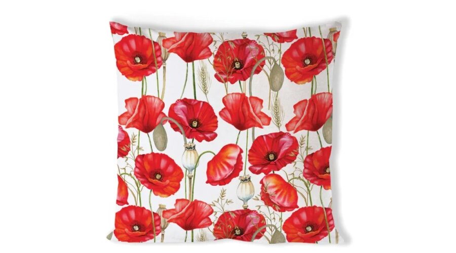 AMB.16220415 Poppy all over white párnahuzat 40x40cm