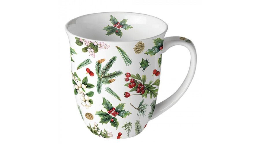 AMB.38416495 Winter greenery white porcelánvögre 0