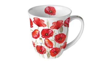 AMB.18420415 Poppy all over white porcelánbögre 0