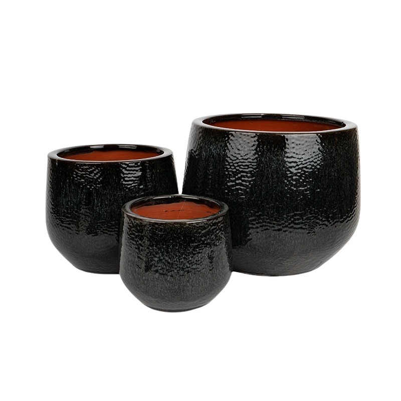 Caldera Dimpo kerámia kaspó szett szürke 18x15-32x27cm S3