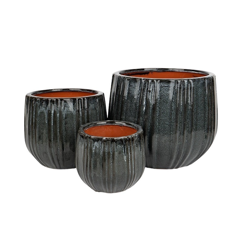 Caldera Verto kerámia kaspó szett szürke 18x15-32x27cm S3